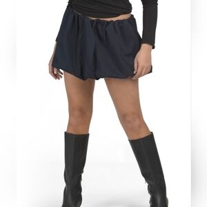 NWT English Factory Balloon Mini Skirt Navy Blue Bubble Hem Size L W/Pockets